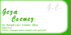 geza csemez business card